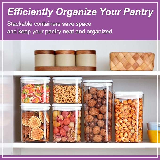 Amazing Abby - Carol - 112-Ounce Acrylic Canister (Set of 3), Plastic Airtight Food Container, Stackable for Pantry Storage, BPA-Free and Shatter-Proof, Perfect for Home and Commercial Use