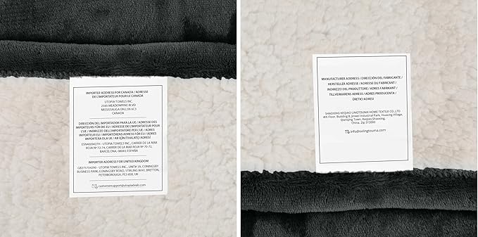 Utopia Bedding Sherpa Blanket King Size (Grey, 90x102 Inches) - Soft Lightweight Plush Fleece Reversible Blanket for Bed, Sofa, Couch, Camping and Travel