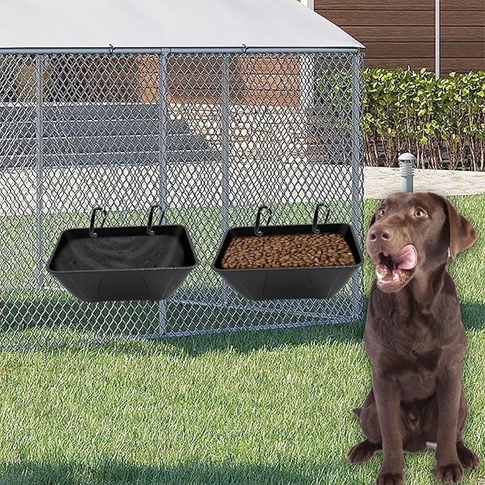 Hanging Fence Feeder for Chicken, Duck, Goat, Pig Poultry Feed Trough Chicken Feeder Bucket Feeding Container for Livestock (Black)