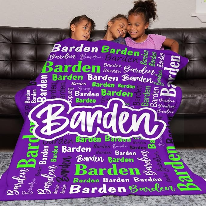 Custom Blanket with Name Personalized Blankets for Kids Adult Boys Girls Flannel Monogrammed Customized Blankets Throw (40''x50'')