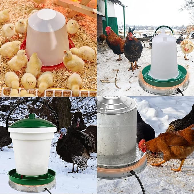Poultry Chicken Water Heater: Chicken Water Heater Base for Winter, for Plastic/Metal Poultry Watere Under 3 Gallons(11 inch), Heated Waterer for Chickens 125W