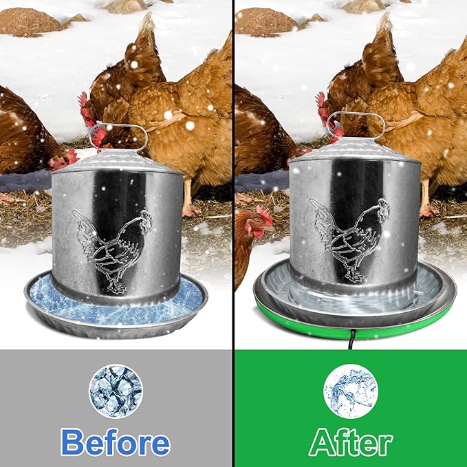 Hortsun 2 PCS Chicken Water Heater for Winter 110V 38W Poultry Drinker Heater Base Surface Temperature can Reach About 140 Fahrenheit Degree Chicken Waterer Electric Deicer Heated Base (Green)