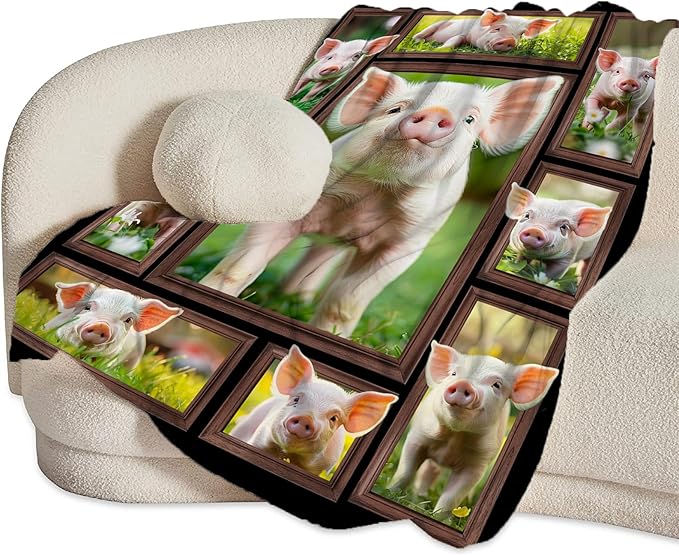 Pig Blanket Pig Gifts for Lovers Throw Blanket Stuff Cozy Plush Fleece Flannel Animal Blankets for Girls Boys Women Men 60"X50"