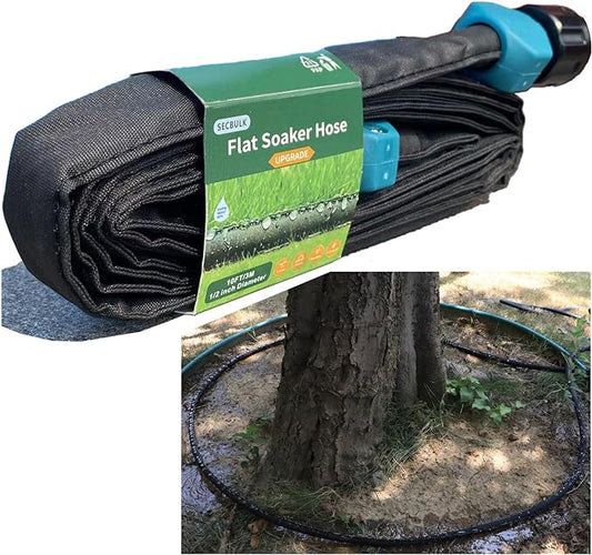 2025 Flat Soaker Hose 10 ft for Garden, 10' Linkable Drip Hose Diy Garden Irrigation System Saving 80% Water, Dual-layer Leak-free Design Water Hose with Holes