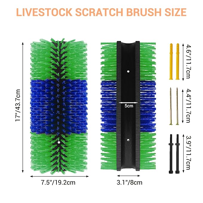 2 Pack Livestock Scratching Brush Horse Massage Grooming Brushes with 8 Screws for Goat,Cattle,Cow,Sheep, Horses,Pigs and Other Animal Back Scratching
