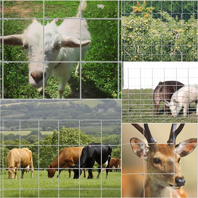 Farm Fence 4FT x 100FT, Heavy Duty Livestock Fence, Galvanized Welded Wire Fence for Deer, Cattle, Goat, Hog, Sheep, Animals and Field Protection
