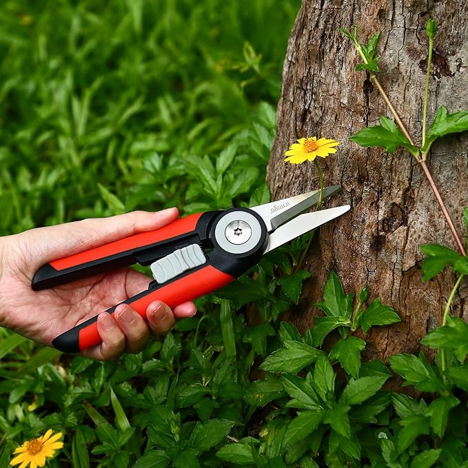 LIVINGO Precision Garden Pruning Shears - Straight Blade Floral Scissors with Non-Slip Handle for Trimming, 8.5" Gardening Clippers for Flowers, Herbs, Bonsai & Indoor Plants
