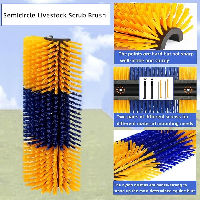 Livestock Scratch Brush,Goat Cow Horse Pig Dog Livestock Brushes for Scratcher, Big Goat Scratching Post for Animal Self-Grooming, Clean The Fur,Protecting Fences