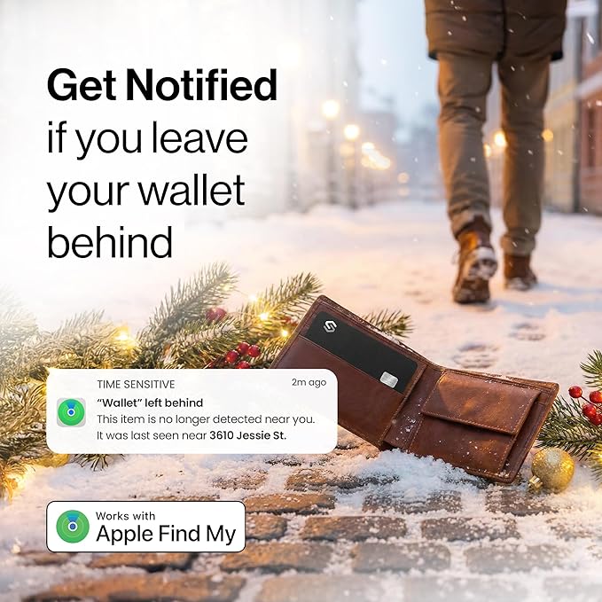 Wallet Tracker Card - Apple MFI Certified & Works with Apple Find My Tracking Card for Wallet Tag Rechargeable IP68 Waterproof 0.07in Slim Item Finder (Black PRO (Pack of 1))