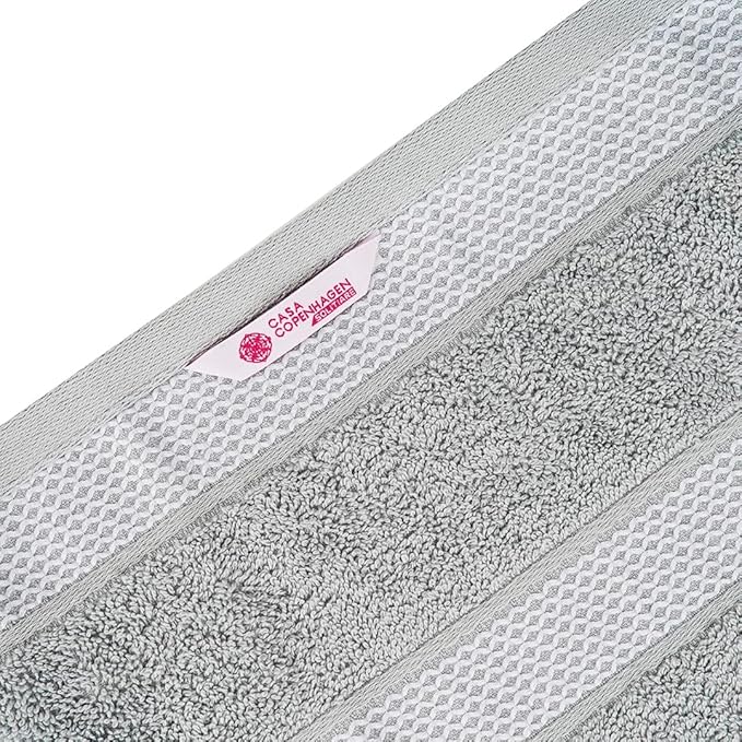 CASA COPENHAGEN Solitaire Mix 6 Pieces Towel Set- Grey Violet + Black, 600 GSM 2Bath Towel 2Hand Towel 2Washcloth, Designed in Denmark Made of Soft Egyptian Cotton for Bathroom, Kitchen & Shower