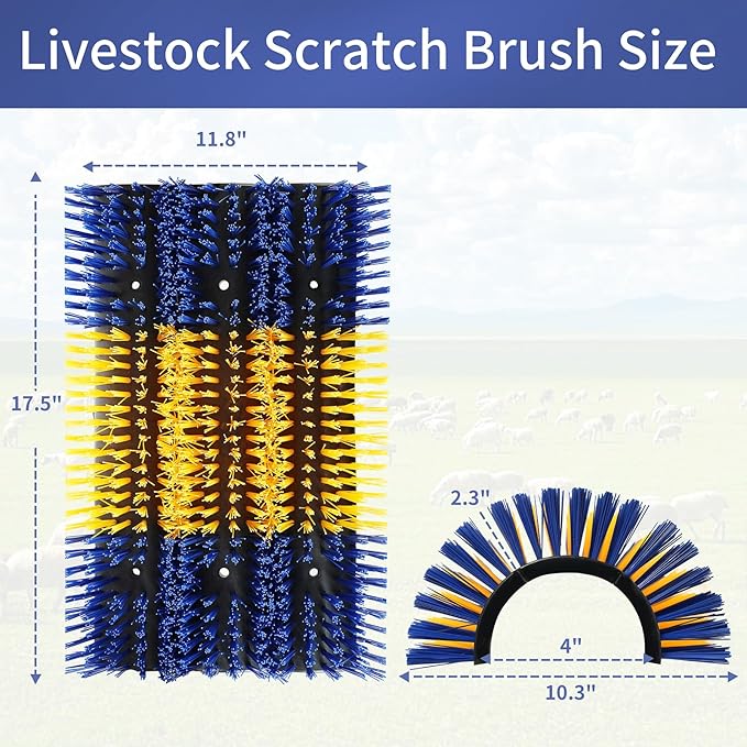 Livestock Scratching Brush, 4PCS Upgraded Cattle Scratcher with 24 Screws, Horse Brush for Grooming, Relieve Itching on the Back of Livestock, Cattle Supplies for Horse, Goat, Cow, Pig (XL Size)