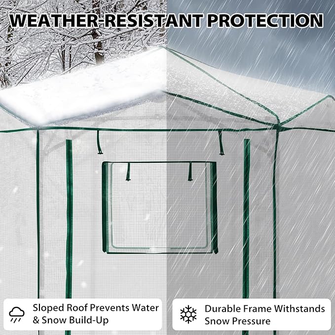 EAGLE PEAK 6.6x6.6 ft Hexagon Pop up Greenhouse, Portable Walk-in Grow Tent for Seed Starting, Garden Plants, Indoor Outdoor Green House, All-Weather Plant Shelter, PE Cover, White/Clear