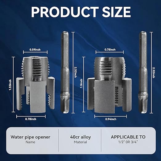 PVC Pipe Threader Kit, Integrated Internal & External Dual-Function Dies, 1/2" & 3/4" Pipe Threading Tool, Electric Drill Compatible Rethreading Head for Easy Home Repair（Mixed 1/2+3/4