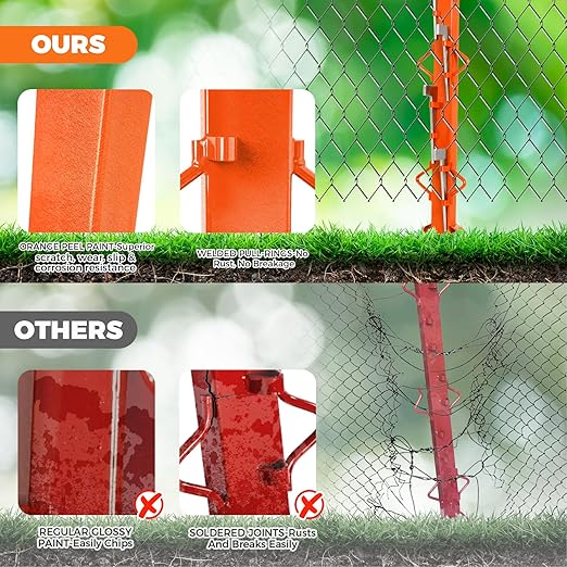 4.4Ft Woven Wire Fence Stretcher Bar with 5 Wedges, Heavy-Duty Wire Fence Stretcher Tool for Easy,Fence Stretcher Bar Suitable for Fixing Fences on Farms, Pastures, Garden Barriers (Orange)