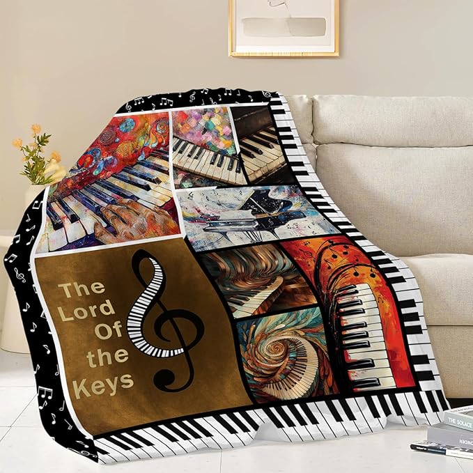 Music Blanket, Piano Throw Blanket, Music Note Gifts Blankets Stuff Fleece Flannel Plush for Girls Women Men Boys Lovers Adults Soft Bedding Gift for Sofa Bed Office Home Decor 40"X50"