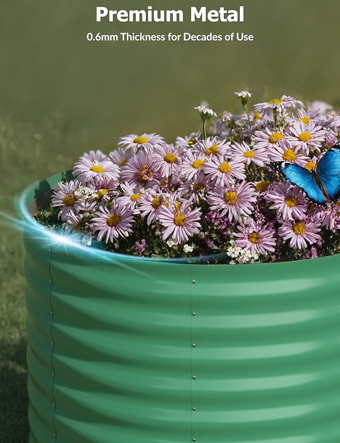 2 Pcs Raised Garden Beds Outdoor 4x2x2 ft - Galvanized Steel Planter Box for Vegetables, Flowers, Rust-Resistant Garden Box, Easy Assembly Raised Beds, Durable Planters for Outdoor Plants, Green