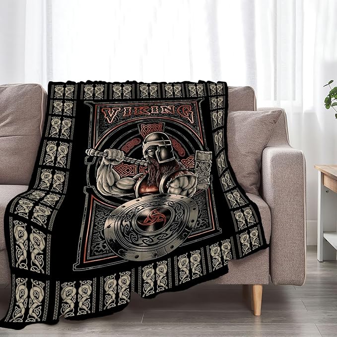 Viking Blanket Viking Decor Throw Blanket Super Warm Soft Plush Lightweight Fleece Flannel Warrior Gifts for Men Boys Girls Women Kids for Winter Bed Couch Bed 50"X60"
