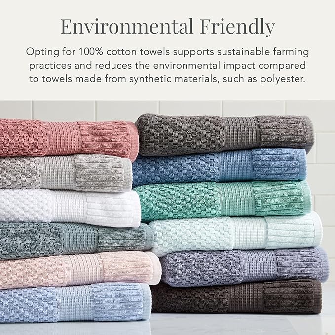 NY Loft 100% Cotton 6 Piece Bath Towel Set | Pink Towels | Soft & Absorbent Quick-Dry | 2 Bath Towels 2 Hand Towels and 2 Washcloths | Textured and Durable | Oeko-TEX Standard 100 | Light Pink
