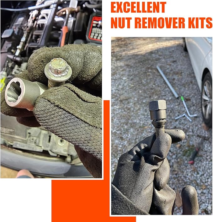 26Pcs Bolt Extractor Kit and Left Handed Drill Bit, Easy Out Screw Extractor with Reverse Drill Bit Extractor Set for Damaged Stripped Broken Lug Nut Bolt and Nut Remove with Hex Adapter