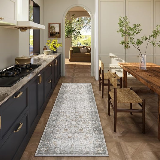 Washable Kitchen Rug Runners for Hallways: 2'x6' Bedroom Rug Non Slip Low-Pile Stain Resistant Soft Indoor Floor Carpet Runner for Indoor Entryway Hallways Kitchen Laundry Room Beside Farmhouse