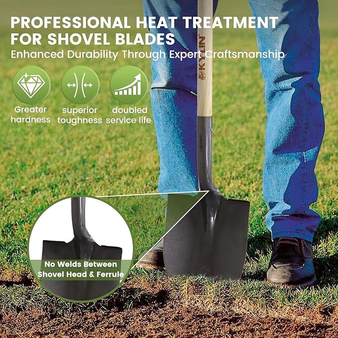 Kylin Multi-Purpose Garden Spade Shovels Set for Digging and Transfer with Durable Hard Wood Heavy Duty Handle (5 Pack)