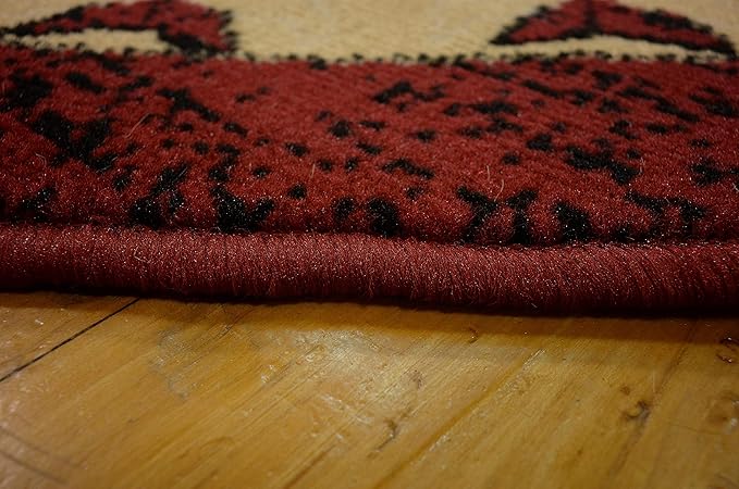 Unique Loom Taftan Collection Border Geometric Tribal Inspired Design Area Rug (8' 0 x 8' 0 Round, Red/ Gold)