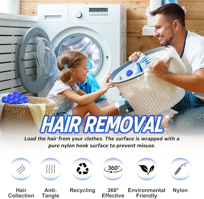 Pet Hair Remover for Laundry, 12 PCS - Reusable Dog & Cat Hair Remover Tool, Effectively Removes Pet Hair, Lint and Dander from Bedding and Clothing, Suitable for Washing Machines, Dryers