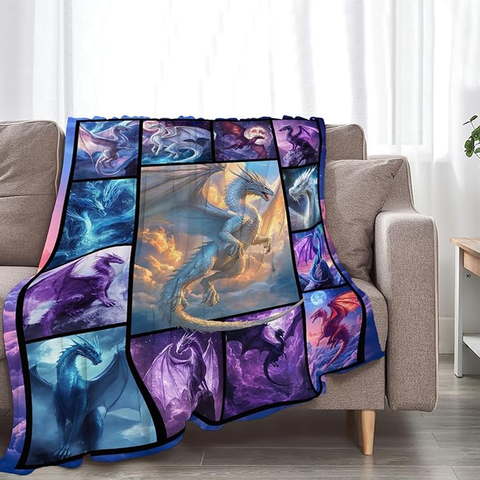 Dragon Blanket Dragons Lover Throw Blankets Gifts for Girls Boys Kids Dragon Lover Soft Cozy Fleece Plush for Couch Sofa Bed 80"x60"