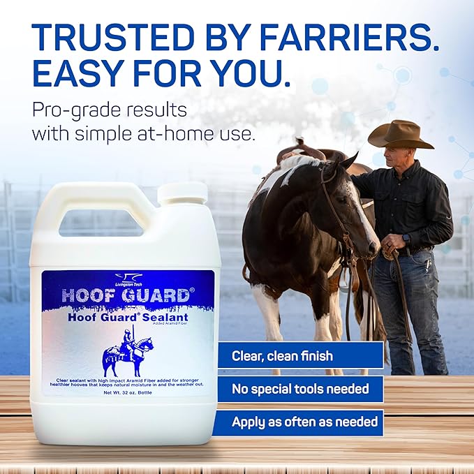 Fiber- Fortified Hoof Guard Sealant 32oz – Pro-Grade Formula Hoof Protector with Aramid for Stronger Hooves – Helps Fill Cracks & Lock in Moisture - Shields Against Thrush, UV Damage & Brittleness