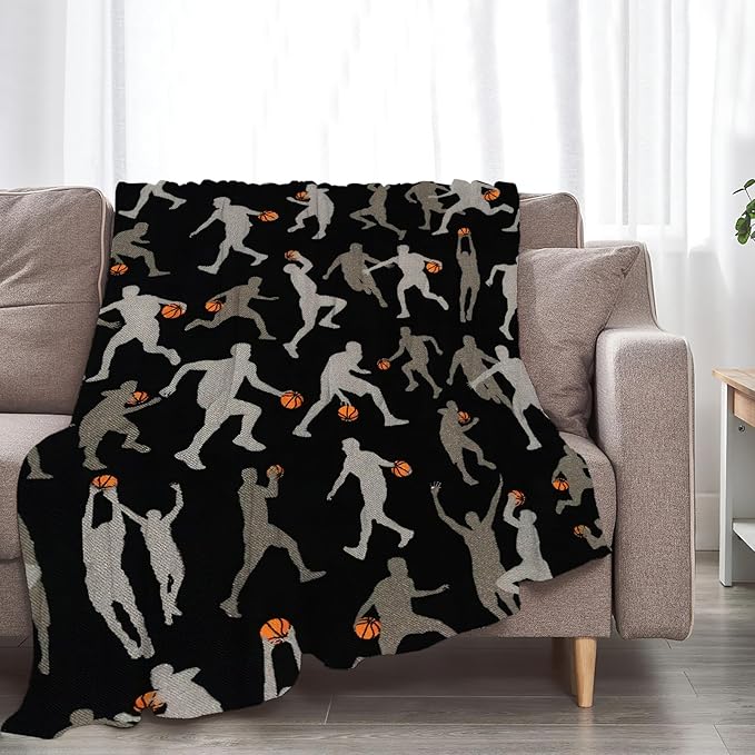 Basketball Blanket Gifts for Boys Teens Men Soft Warm Plush Basketball Sports Throw Blanket Flannel Fleece Fuzzy Stuff Blanket for Bed Couch Living Room Decor 60"X50"