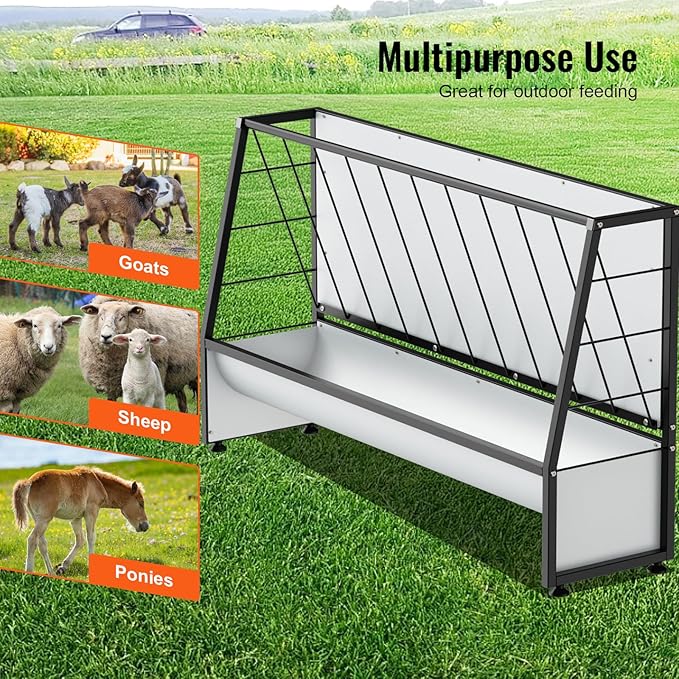 Pasture Hay Feeder Black, Galvanized Steel Livestock Hay Feeder, Outdoor Hay Feeder for Mini Goats, Pony and Mini Horses