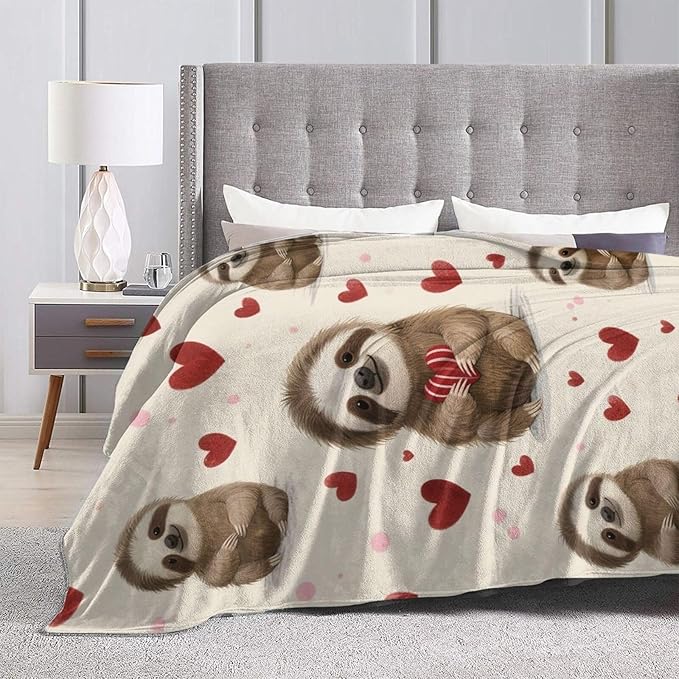 Sloth Blanket, Soft Plush Fleece Animal Throw Blanket - Cozy Warm Stuffed Blankets Bedding Sloth Gifts for Women Girls Kids Adults 50"X60"