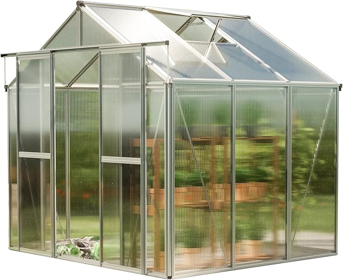 Greenhouse Saphir 3 Aluminum Frame 8.5 x 6.4 ft with Approx. 6 mm Polycarbonate Panels
