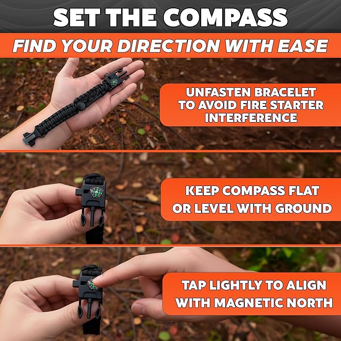 2Pack Survival Paracord Bracelet – 5-in-1 Adjustable Tactical Bracelet for Men with 10 ft Paracord, Flint Fire Starter, Compass, Whistle & Scraper – Survival Gear for Camping, Hiking, Fishing & Travel