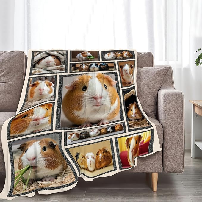 Guinea Pig Blanket Cute Animal Throw Blankets Gifts for Girls Boys Kids Guinea Pig Lover Soft Cozy Fleece Plush for Couch Sofa Bed 50"x40"