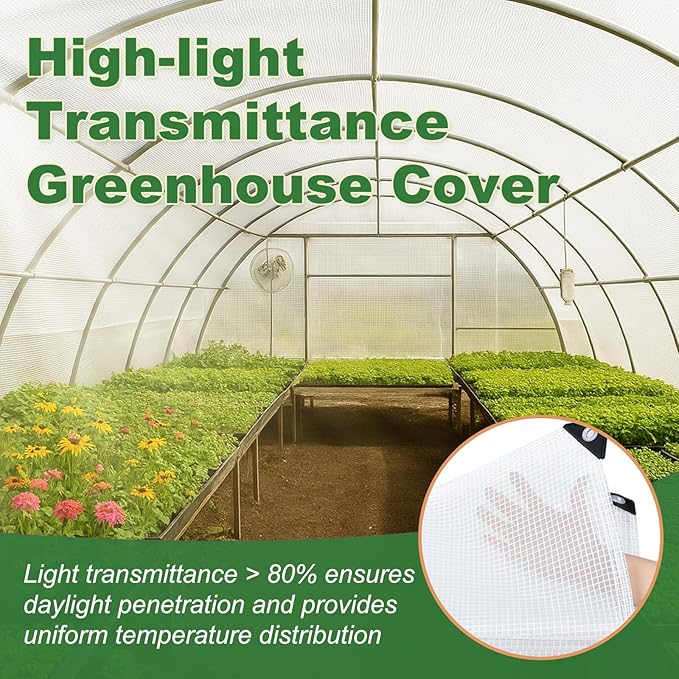18 Mil Greenhouse Cover, 14x18 FT Clear Heavy Duty Greenhouse Tarp, UV Resistant Waterproof Green House Plastic Covering with Grommets for Garden, Farms, Nursery
