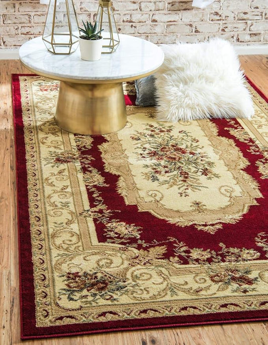 Unique Loom Versailles Collection Traditional Classic Floral Motif Area Rug (3' 3 x 5' 3 Rectangular, Burgundy/ Ivory)