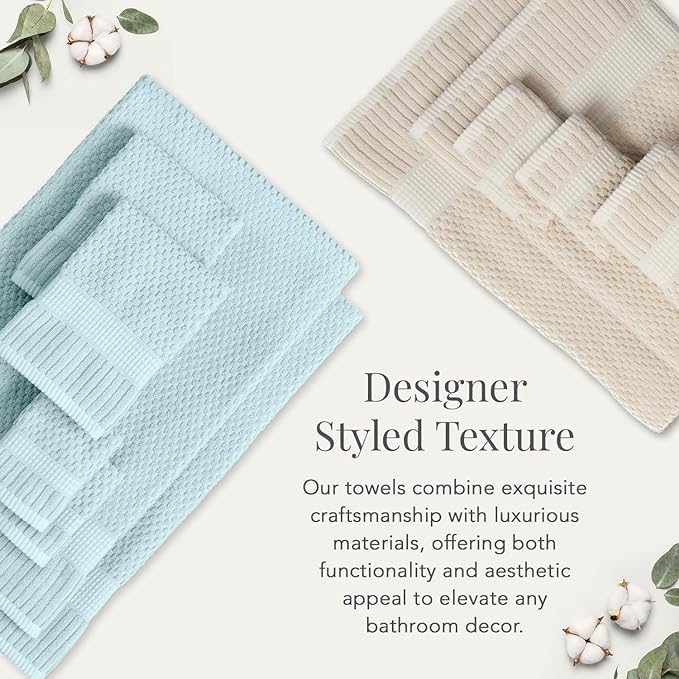 NY Loft 100% Cotton 2 Pack Bath Sheet Towel Set | Super Soft & Absorbent Quick-Dry Oversize Bath Towels |Textured and Durable Cotton | Sand