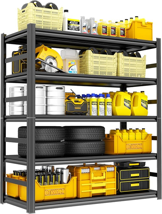 72''H Shelving Unit, 3020 Lbs Heavy-Duty Garage Storage Shelves, 5-Tier Adjustable Reinforced Shelves for Laundry Rooms, Basements, Kitchens&Outdoor（48''W*24''D*72''H）