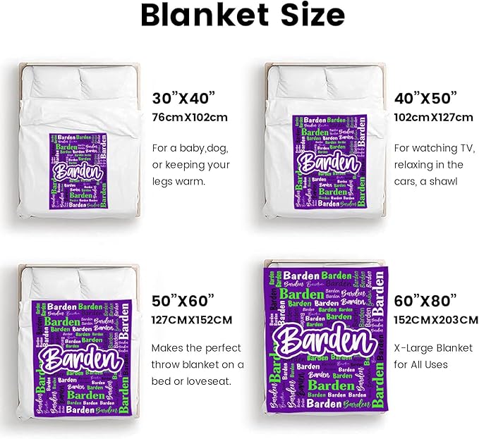 Custom Blanket with Name Personalized Blankets for Kids Adult Boys Girls Flannel Monogrammed Customized Blankets Throw (50''x60'')