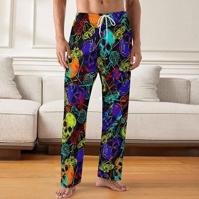 Funny Mens Pajama Pants Lightweight Soft Lounge Pant Sleep Pj Bottoms for Men With Pockets