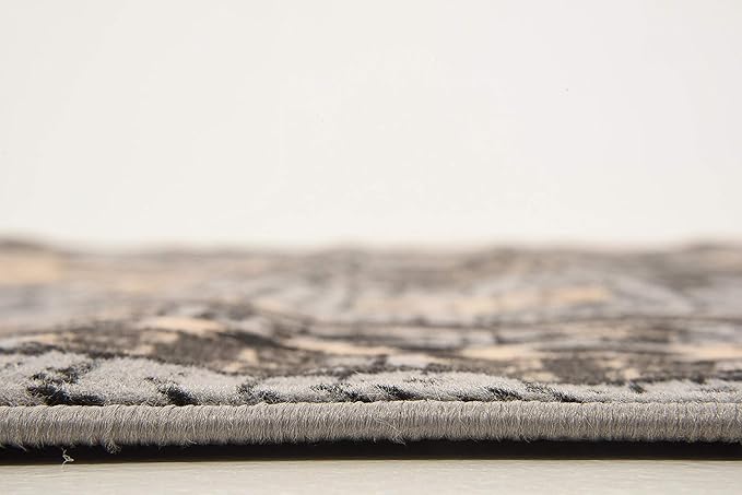Unique Loom Taftan Collection Border Geometric Tribal Inspired Design Area Rug (7' 0 x 10' 0 Rectangular, Gray/ Black)