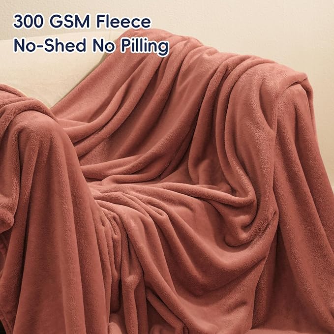 PHF Ultra Soft Fleece Blanket King Size, No Shed No Pilling Luxury Plush Cozy 300GSM Lightweight Blanket for Bed, Couch, Chair, Sofa Suitable for All Season, 108" x 90", Tomato Red