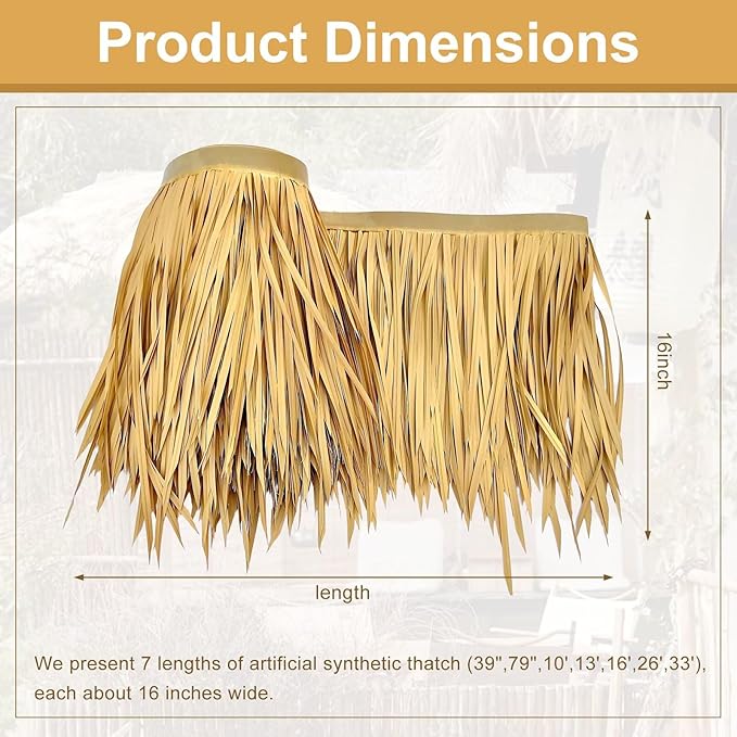 Artificial Thatch Roofing Mexican Tiki Hut Grass for Thatch Roofing Tiki Bar Hut Decorations 10'X16