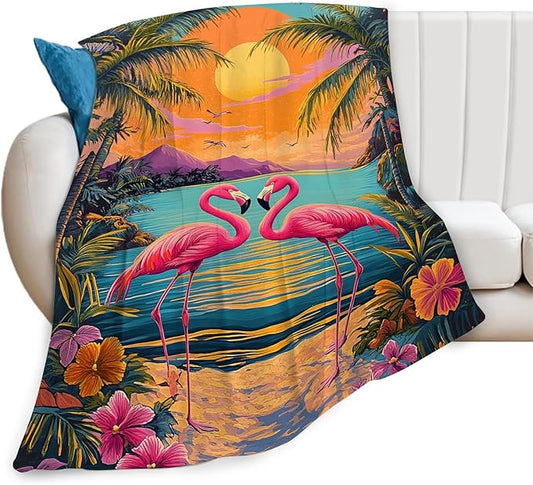 Flamingo Blanket Tropical Animal Floral Throw Blankets Gifts for Girls Boys Kids Flamingo Lover Soft Cozy Fleece Plush for Couch Sofa Bed 60"x50"