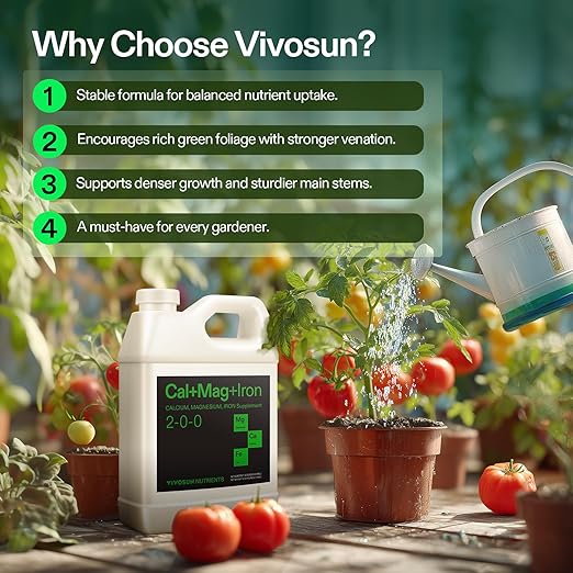 VIVOSUN Cal+Mag+Iron (2-0-0), Calcium, Magnesium & Iron Supplement, Liquid Nutrient Fertilizer for All Plants, Concentrated Plant Food for Soil/Soilless Cultivation, Hydroponics, 1 Quart
