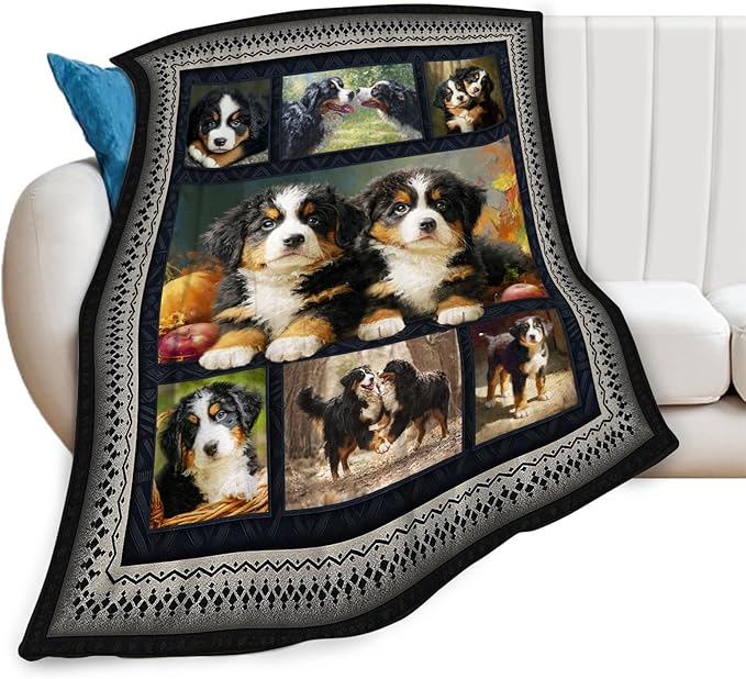 Bernese Mountain Dog Blanket Cute Dogs Animal Throw Blankets Gifts for Girls Boys Kids Dog Lover Soft Cozy Fleece Plush for Couch Sofa Bed 50"x40"