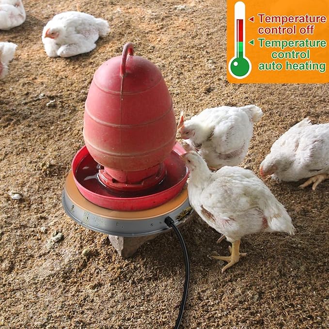 Poultry Chicken Water Heater: Chicken Water Heater Base for Winter, for Plastic/Metal Poultry Watere 11inch, Heated Waterer for Chickens 125W 2 Pack