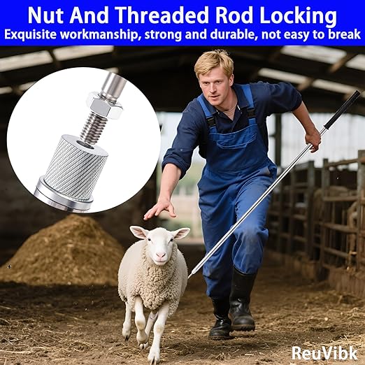 Sheep Goat Catcher Hook, 304 Stainless Steel Sheep Leg Hook Goat Catcher, Length Can Be Adjusted Freely 44"48"59"63"75" Catching Tools, Grab Them Simply and Quickly