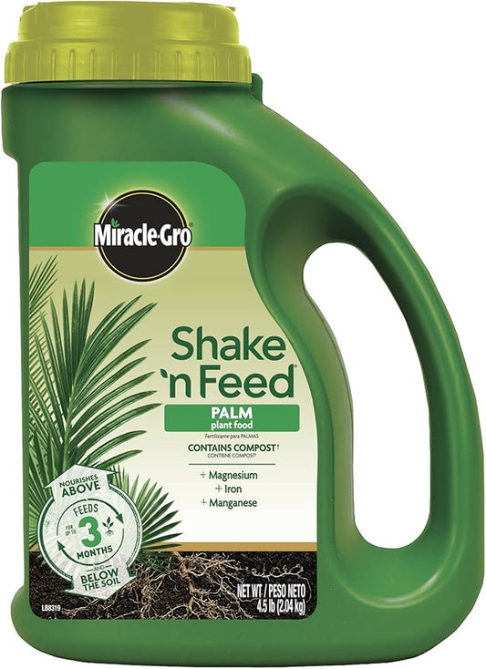 Miracle-Gro Shake 'N Feed Palm Plant Food, For Container and In-Ground Plants, Palm Trees, Cycads and Tropical Plants, 4.5 lbs.